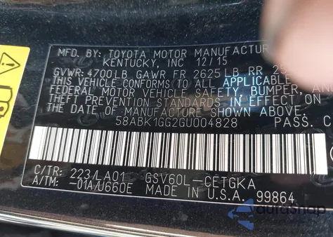 2016 Lexus Es 350 from USA, damaged, VIN 58ABK1GG2GU004828